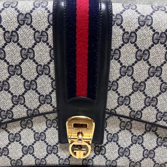 Authentic Gucci GG Supreme Navy Monogram Crossbody Sherry Canvas Shoulder Bag - Picture 7 of 14